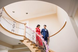 Bride and groom after Chinese wedding door games