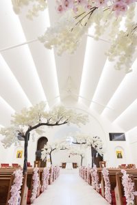 Elegant wedding ceremony details at Our Lady of Lebanon Maronite Catholic Church