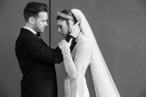 Black and White portrait of Bride and groom at Cedar Event Centre in Halifax — captured by a luxury wedding photographer
