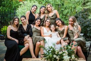 Lively backyard wedding reception at the bride’s family home in Vaughan
