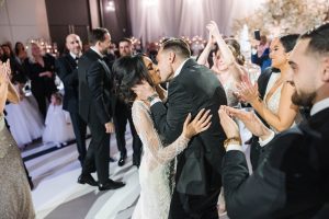 Jennifer and Marco on their wedding day at Chateau Le Parc in Toronto after a St. Mary’s Parish ceremony, captured by Ikonica Images Wedding Photography