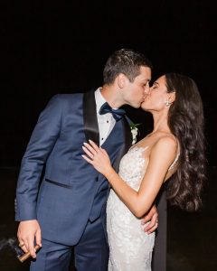 Bride and groom kiss at the Arlington Estate